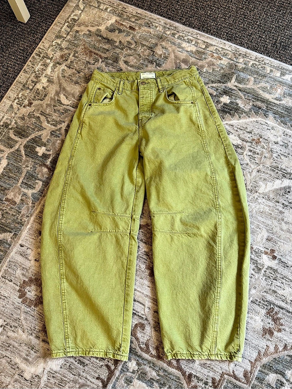 Free People Barrel Pants in Green